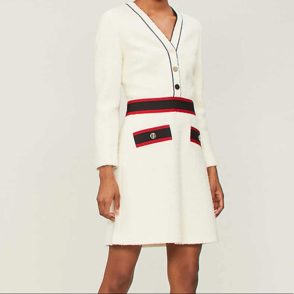 Maje Rosine Tweed white woven Dress (size 1)
